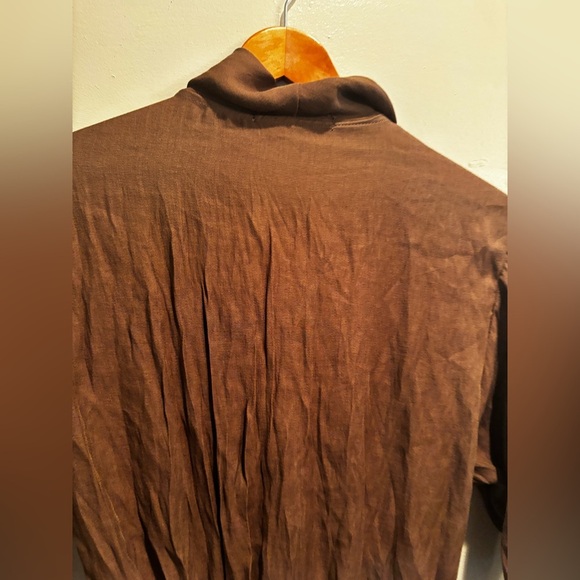 Zara Basic Brown Blouse minimalist neutral size small belt natural casual - Picture 5 of 8